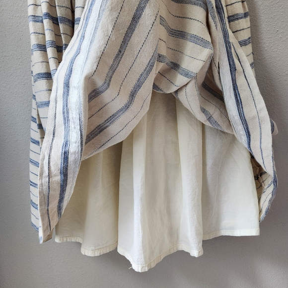 J. Crew | Women's Cream Fit and Flair Dress With Blue Stipes - Picture 4 of 9